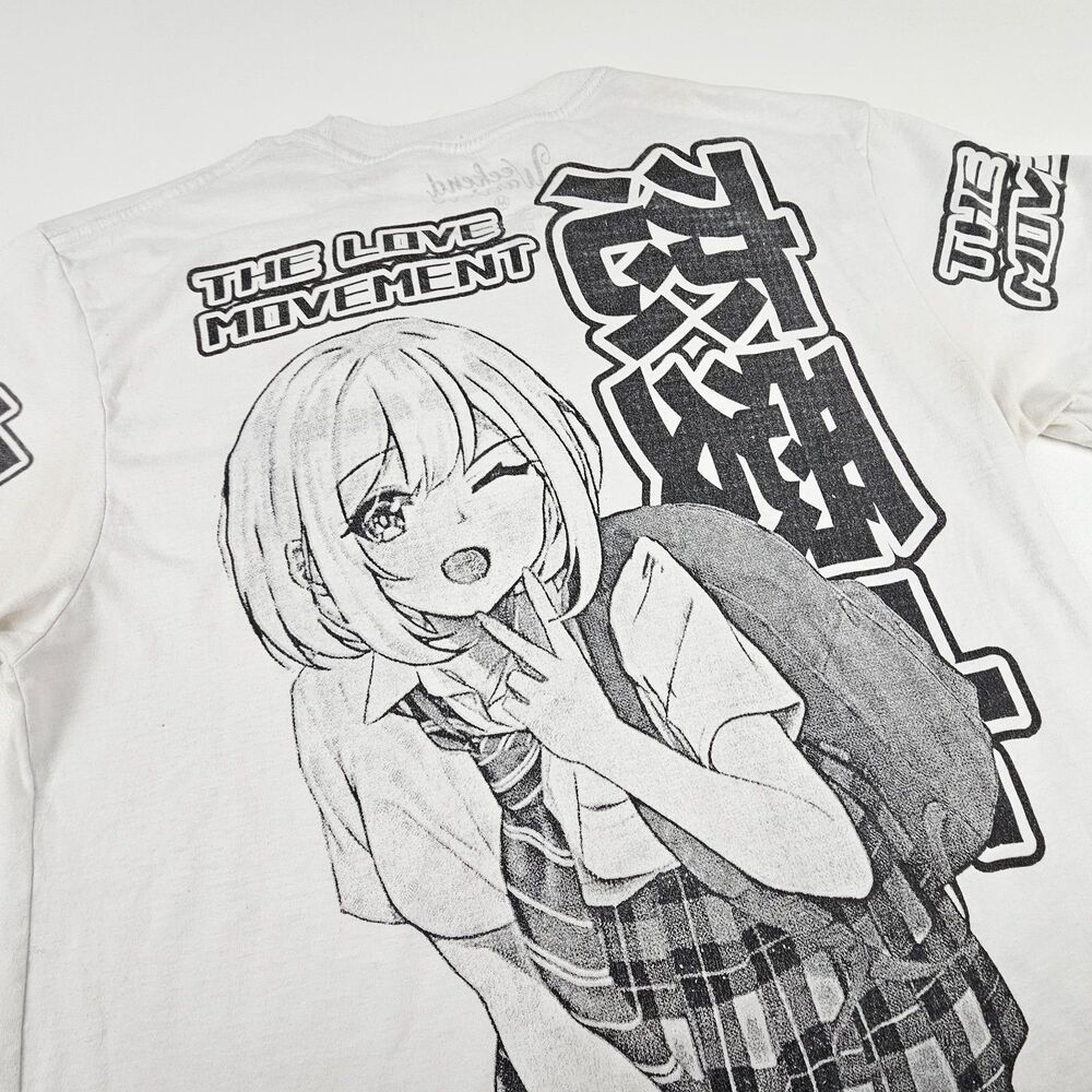 Weekend Warrior Anime T Shirt Mens Medium White Manga Girl Graphic Tee Streetwea